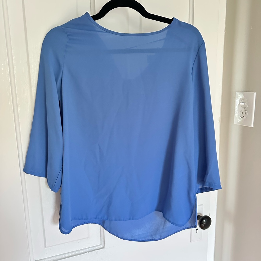 Atmosphere Blue Relaxed Blouse with 3/4 Sleeves